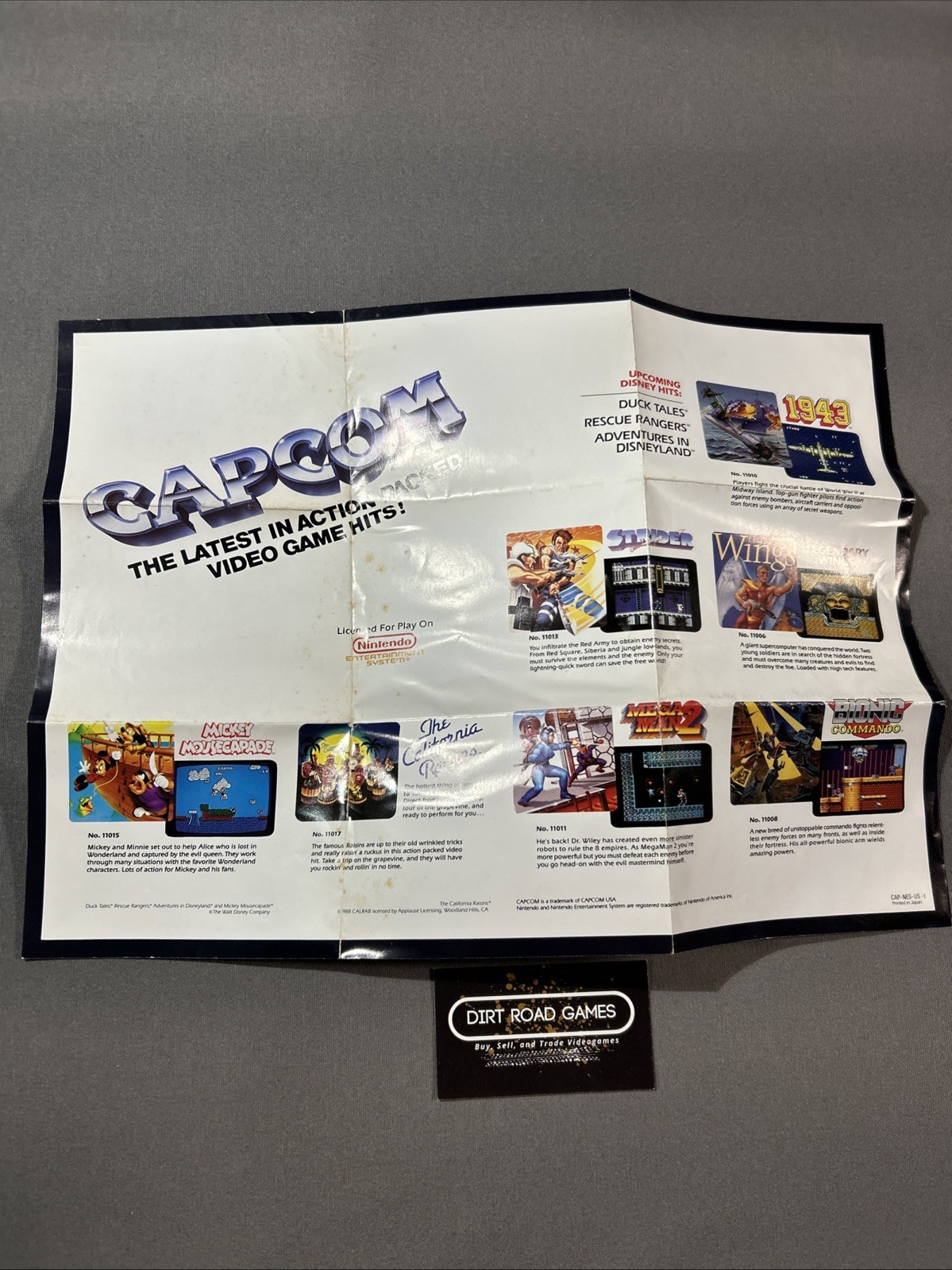 CAPCOM Nintendo NES Official Advertisement Poster Insert CAP-NES-US-1