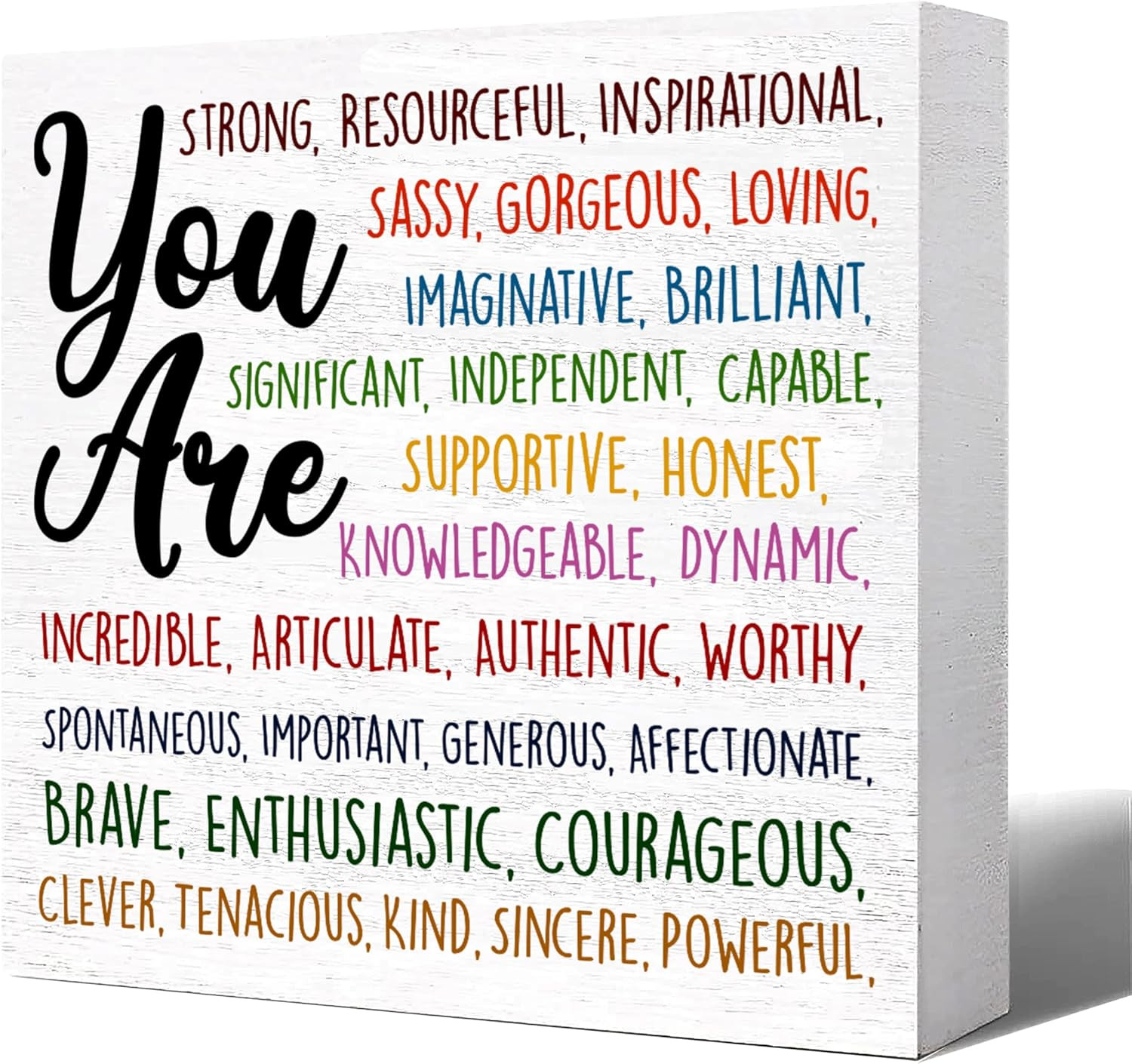 You Are Sun Inspirational Wooden Box Sign - Motivational Quote Desk Decor for Ho