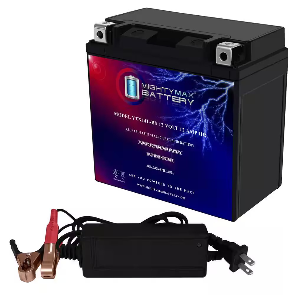 12-Volt 12 AH SLA for Power Sports Battery Includes 12-Volt 2 Amp Charger