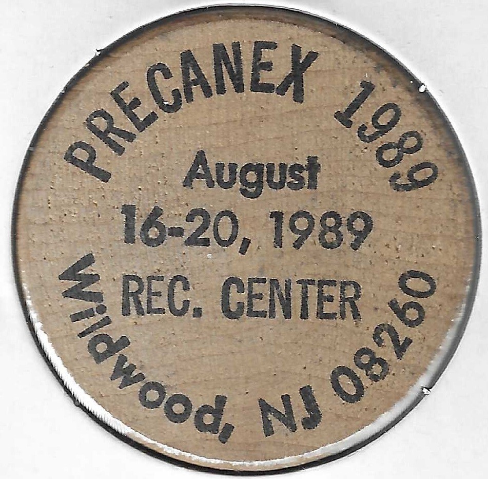 PRECANEX 1989, Rec Center, Wildwood, New Jersey, Token, Buffalo Wooden Nickel