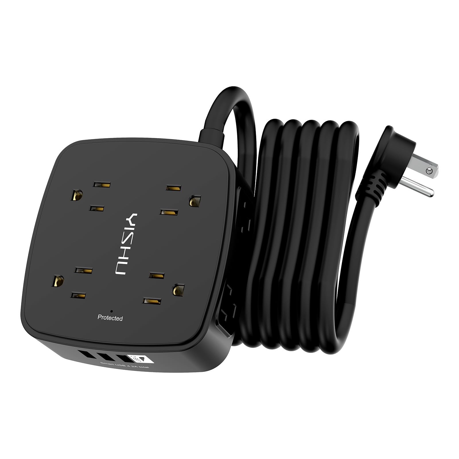 Surge Protector Power Strip 8 Outlets 4 USB 10 Ft Extension Cord Black Widely