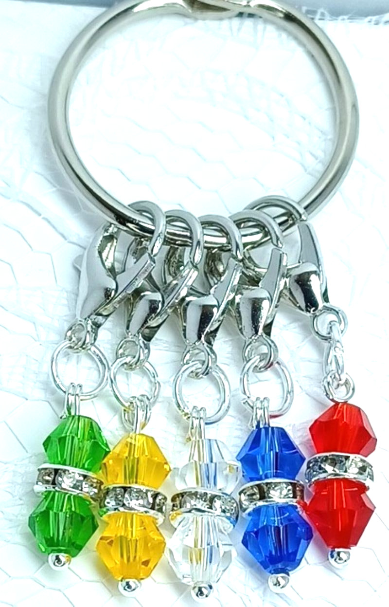 MikieLou Stitch Markers Premium Multicolor CRYSTAL Rhinestones Knitting Crochet