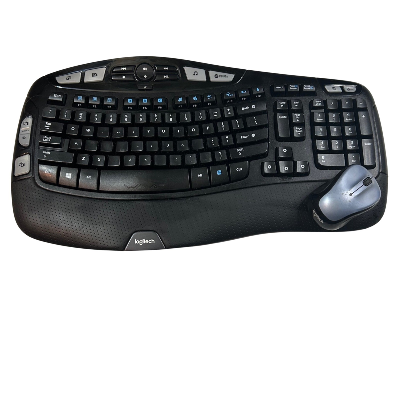 Logitech K350 Wave Keyboard Mouse Wireless Ergonomic No Dongle Y-R0053 No tested