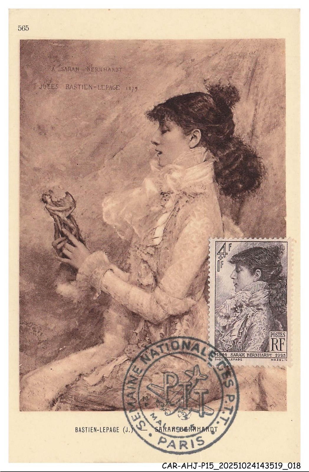 CAR-AHJP15-0696-CARD-MAXIMUM - Bastien-Lepage - Sarah Bernhardt - 1945
