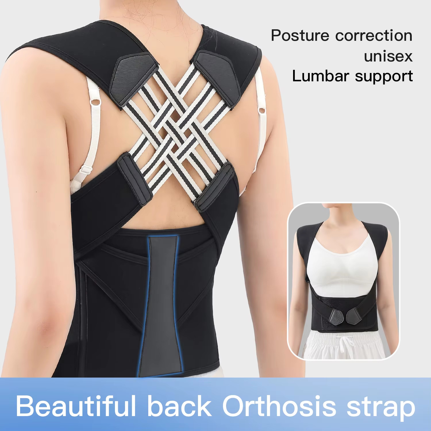 Posture Back Brace Adjustable Back Support Strap to Prevent Spinal Distortion an