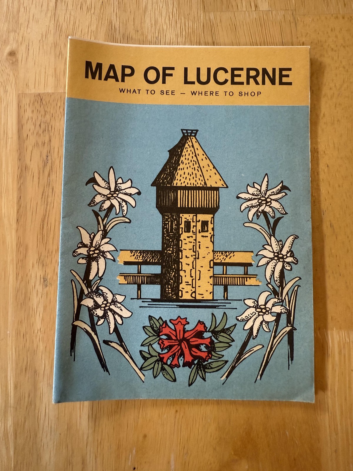 Vintage 1963-64 Map Of Lucerne Switzerland Fold Out Tourist Map Brochure