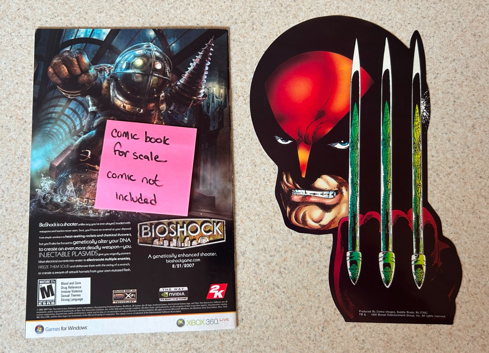 COMIC IMAGES Huge Decal (Marvel 1990) -- WOLVERINE Three Claws -- 11" x 7"