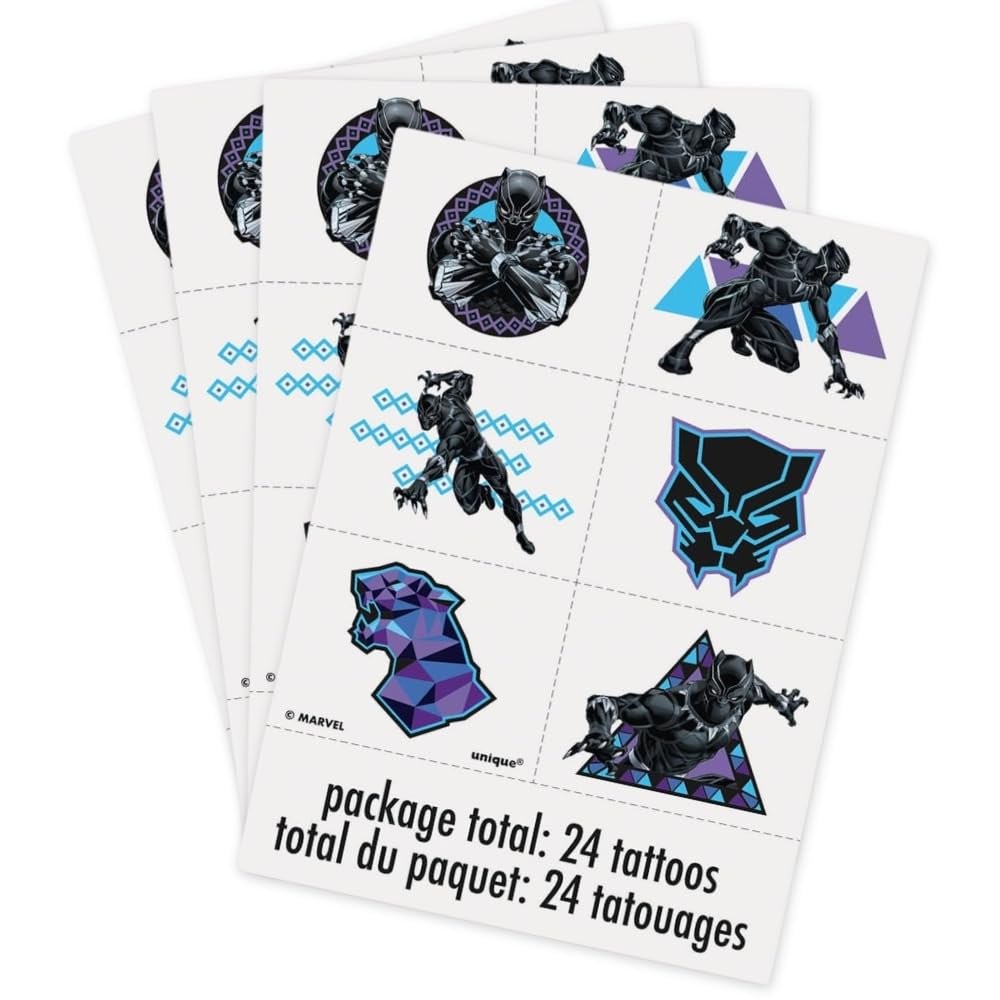 Assorted Colors Black Panther Tattoos - Pack of 24 - Vibrant Design, Perfect...