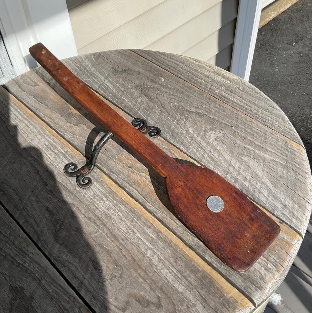 Antique Wood Handmade Paddle Spatula Peel Prim Kitchen Tool Hang Hole 18.75" L