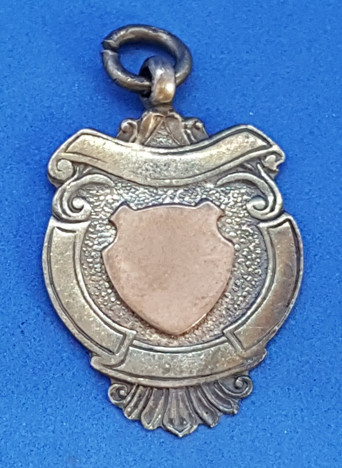 Hallmarked silver vintage Art Deco antique shield fob prize medal E