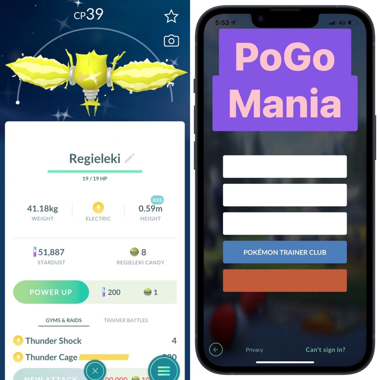 Shiny Regieleki✨LVL@1✨xxs Size✨mini PTC 20k✨(read description)