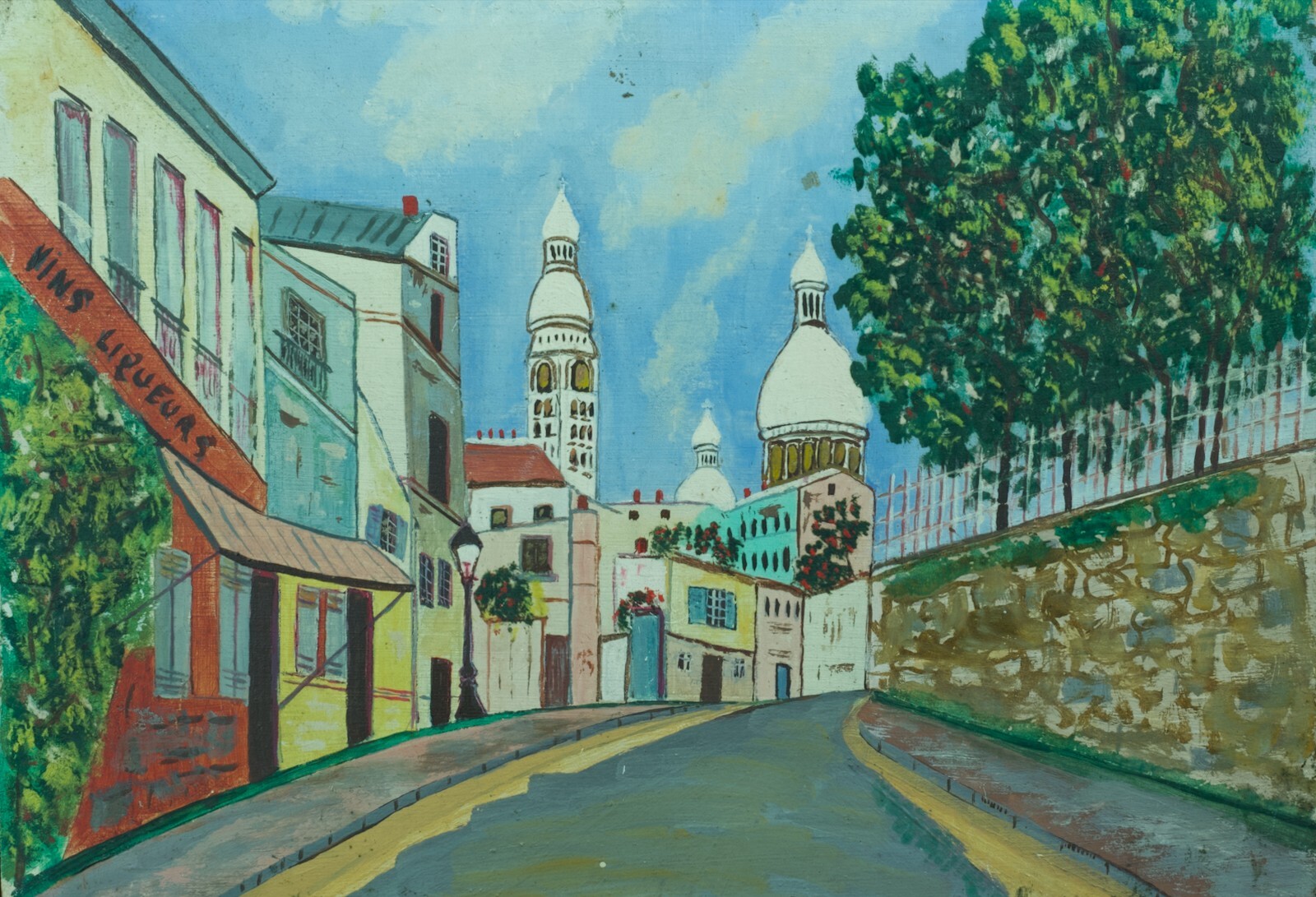 Antique Charming Painting View Paris Follower Utrillo Montmartre Rue L'Drinker