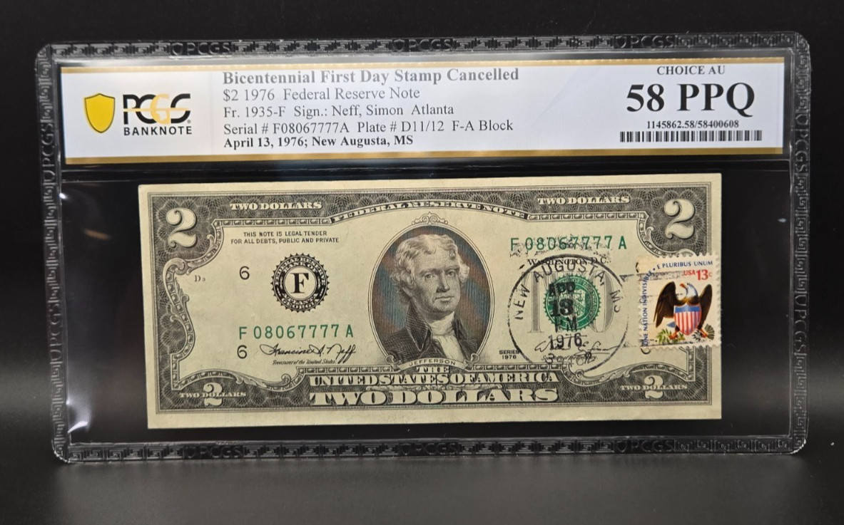 1976 $2 FRN First Day Stamp Cancelled - Fr. 1935 - F Atlanta - PCGS 58 PPQ