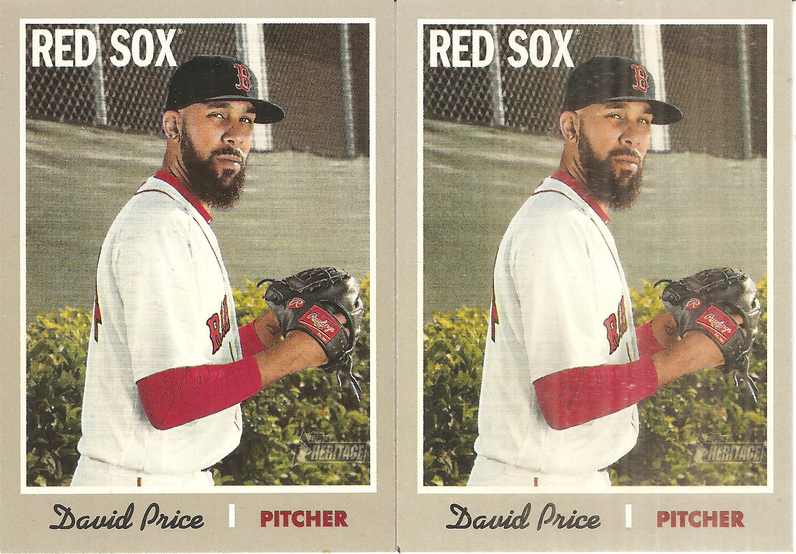 2 CARD 2019 TOPPS HERITAGE DAVID PRICE BASEBALL CARD LOT