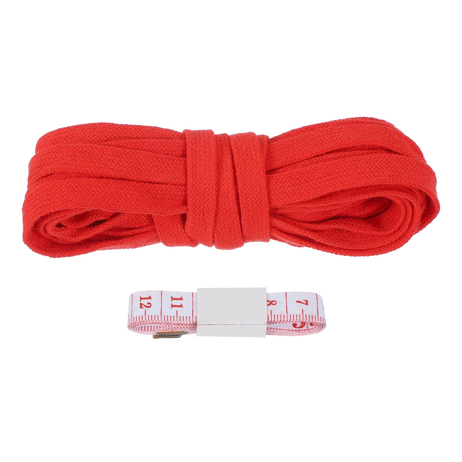 Flat Drawstring Cord 10mm x 5 Yd, Replacement Flat Rope with Ruler Red