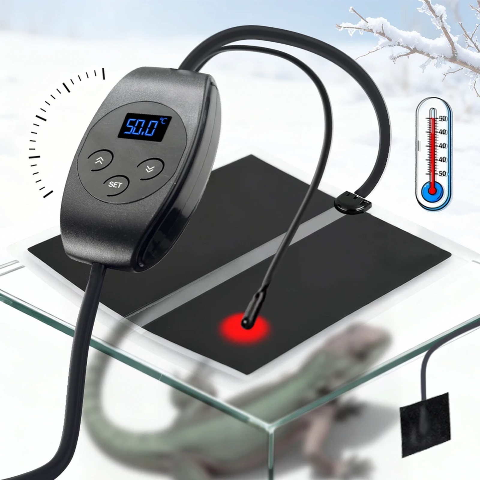 Reptile Heating Mat 5W-45W Adjustable Temperature Control Thermal Sensor Probe 0