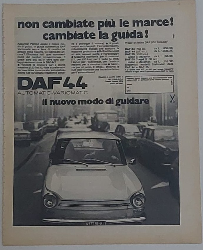 Advert Advertising 1972 DAF 44