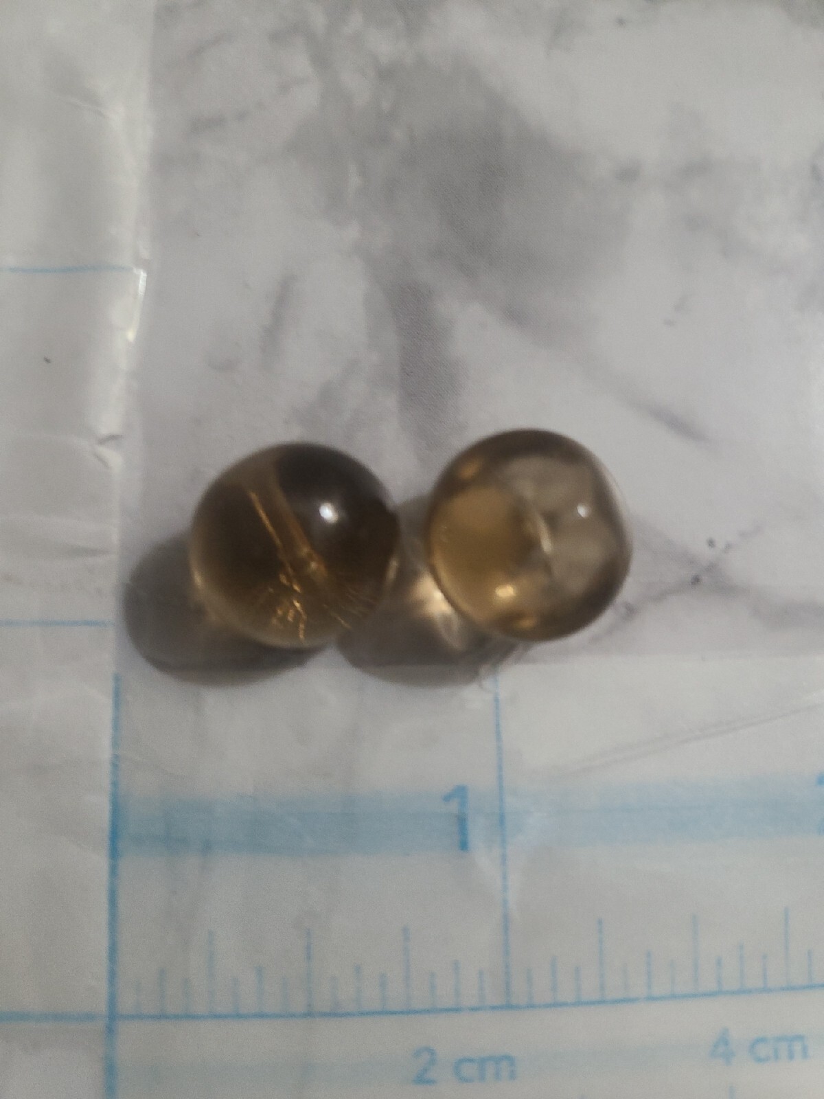 2 Antique Yellow Colored Glass Buttons Hand made  1 pair