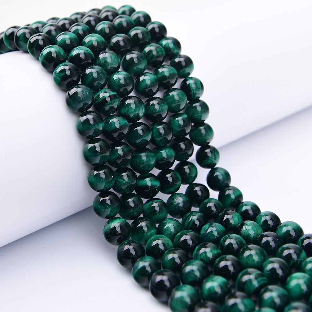 Natural Big 14mm Green Tiger Eye Stone Round Loose Beads Strands 15" DIY