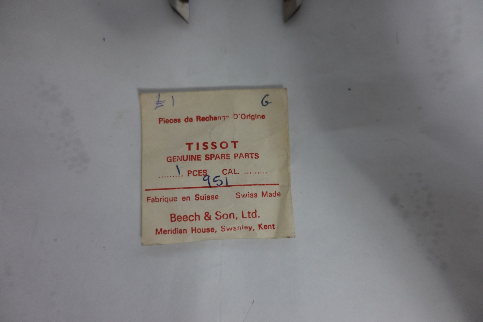 Tissot 951 Genuine Spare Parts Watch Crystal Gold 29.57mm NOS