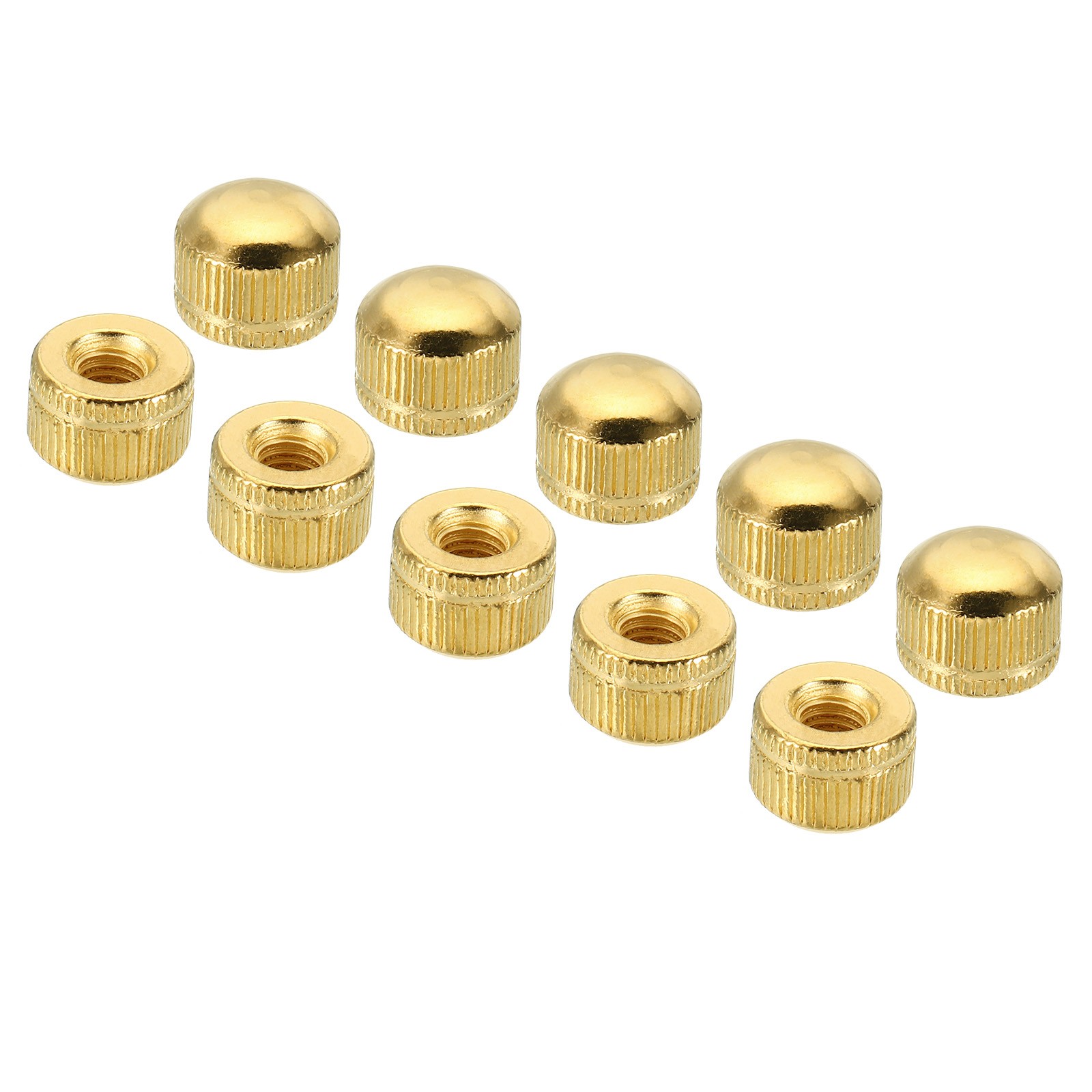 15pcs M6 Acorn Cap Nut Bolt Cover Screw Caps Insert Female Knurled, Gold