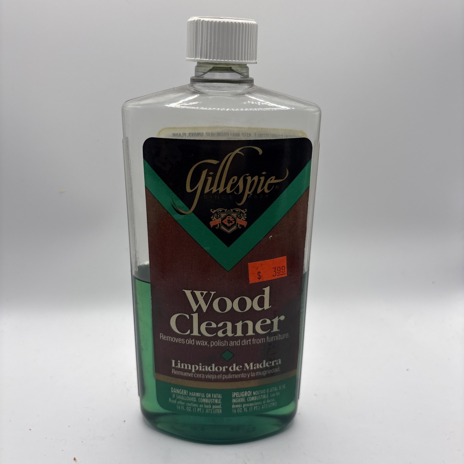 Vintage Gillespie Wood Cleaner Discontinued Movie Prop Green 1995 USA 60% Full