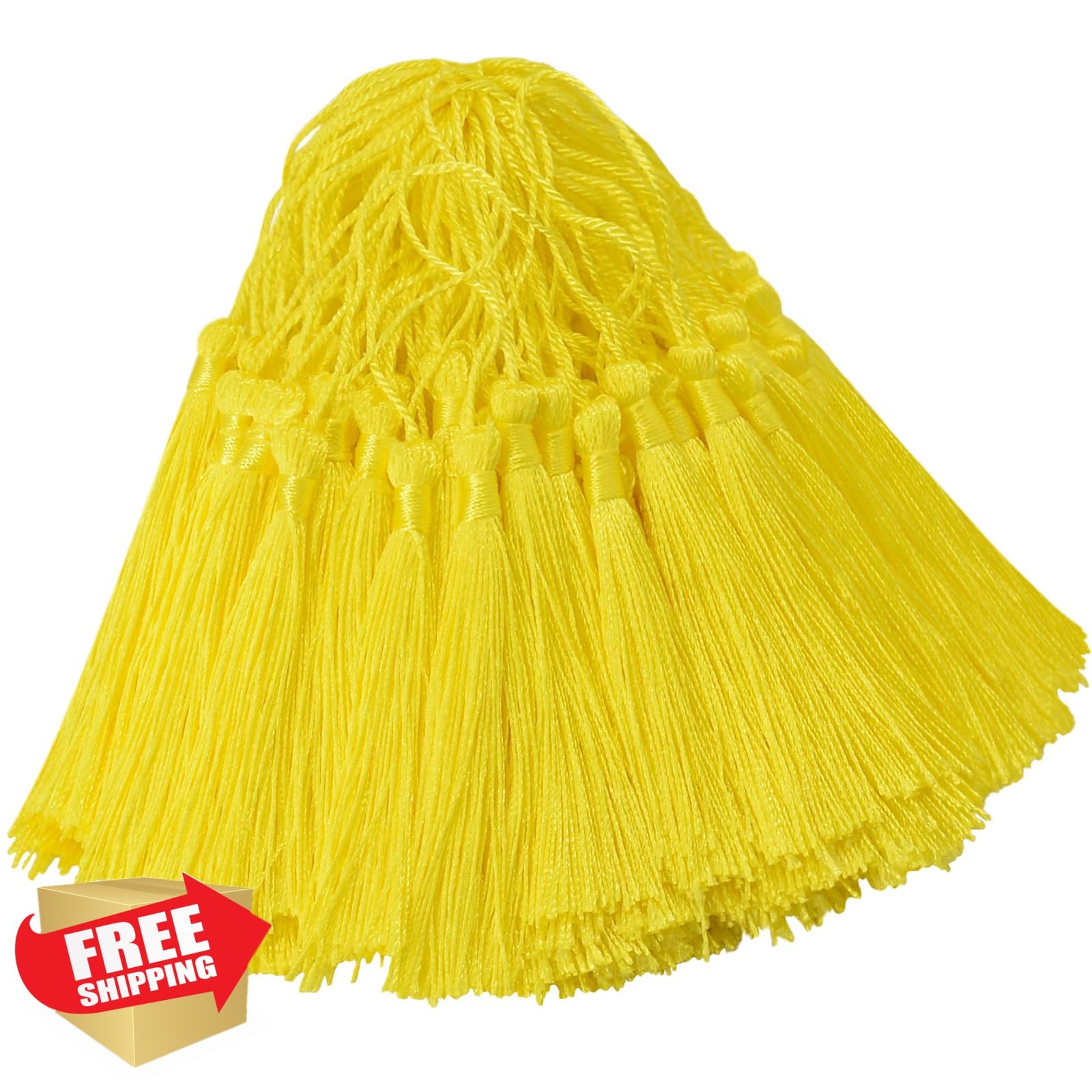 Graduation Tassel Bookmarks, 100pc 5", Yellow Silk Floss