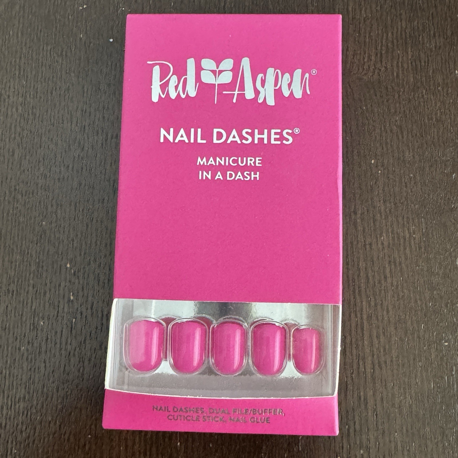 Red Aspen Press On Nails Harper Picks Peonies Pink Dashes Kit w File Stick Glue