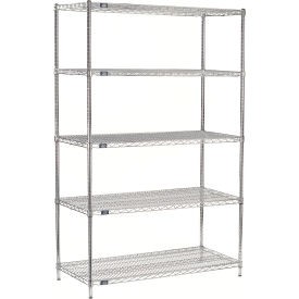 Nexel 5 Shelf Chrome Wire Shelving Unit Starter 24""W x 18""D x 63""H