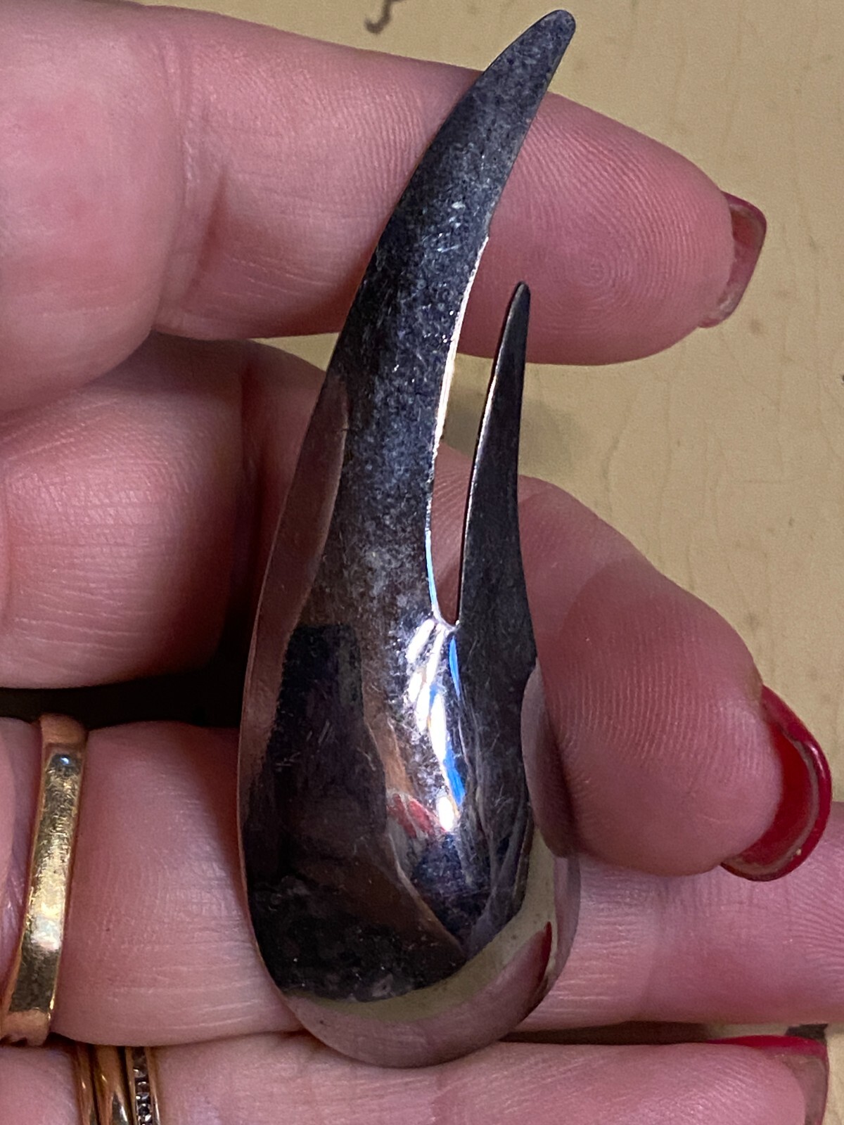 Vintage Silver tone Pin Brooch Large Modernest Statement 2 3/4"