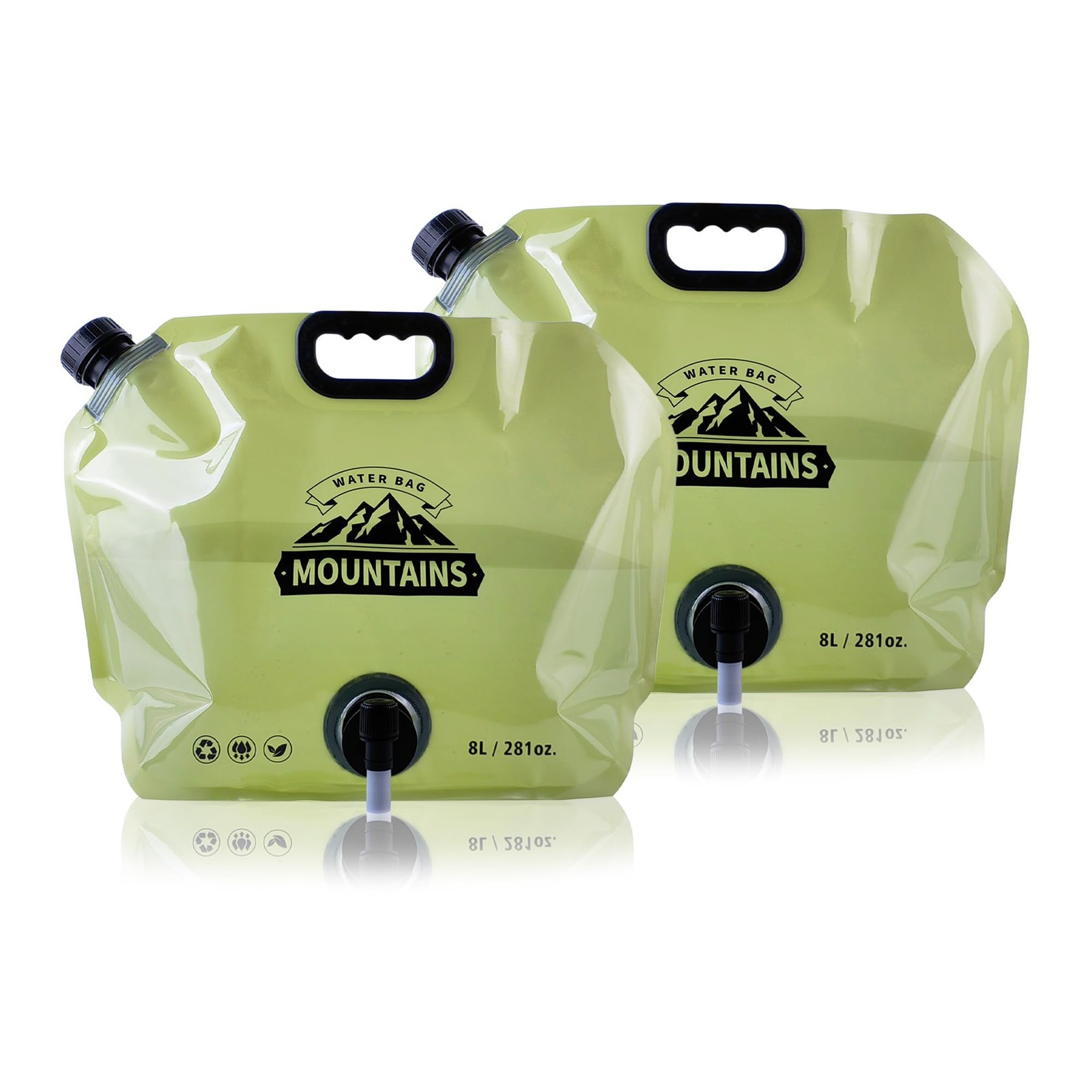 Coipdfty Water Jug Camping 2.1 Gallon Collapsible 268.8 Ounces, Green-2Pcs 