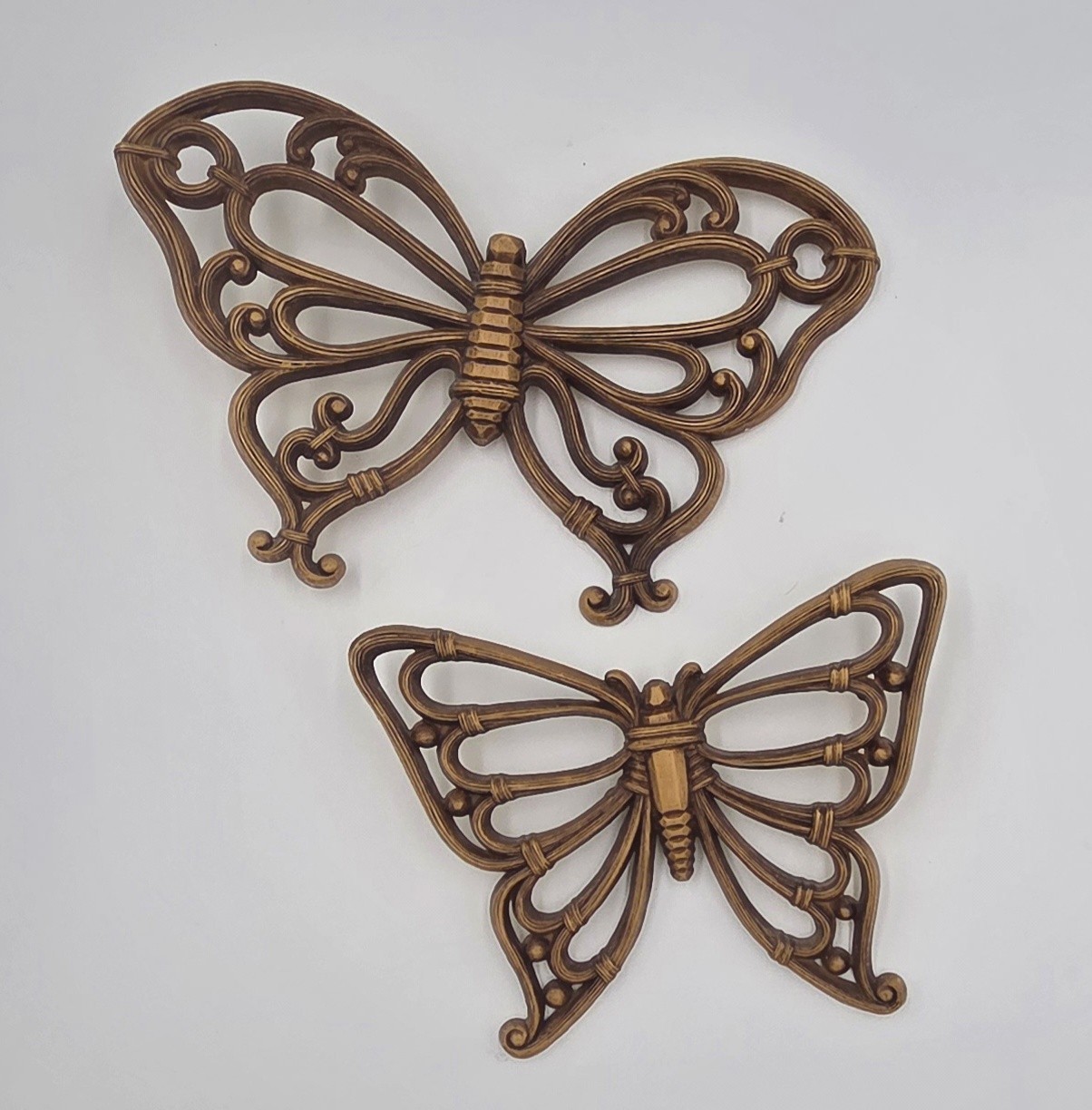 Homco Faux Wicker Butterfly Wall Decor Set Of 2 Dart Industries USA VINTAGE MCM
