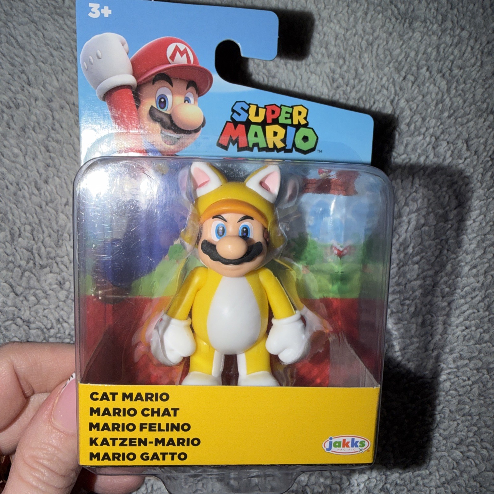 NIB Jakks Pacific Super Mario Yellow Standing Cat Mario 2.5" Mini Figure Toy