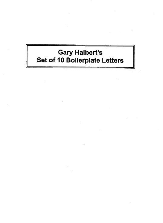 GARY HALBERT Set Of 10 Boilerplate Salesletters Proven Successful RARE OOP