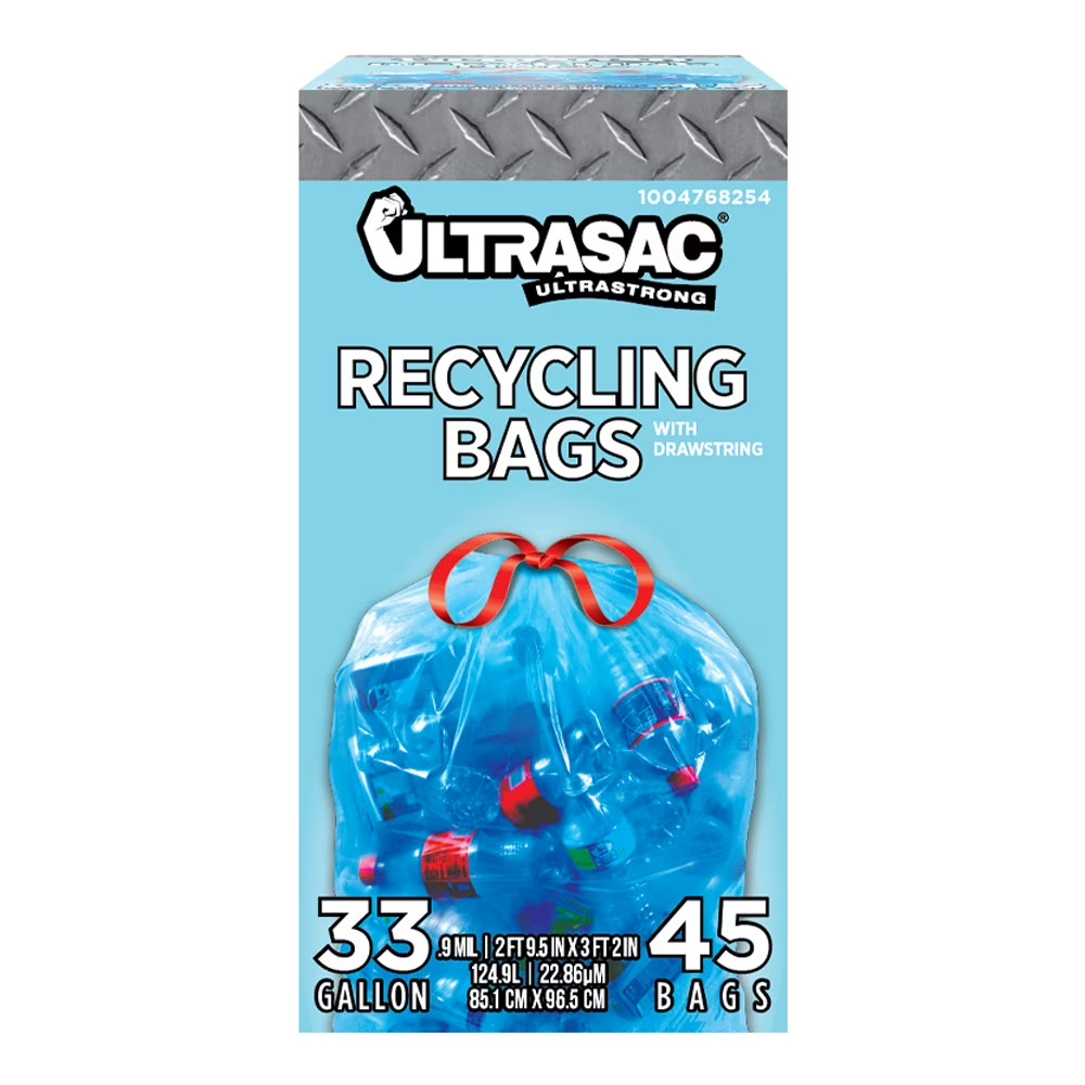 33 Gal. Drawstring Blue Recycling Bags (45-Count)