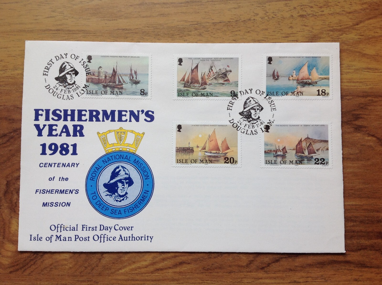 Fishermen's Year  Isle of Man 1981  First Day Cover . Free UK P&P