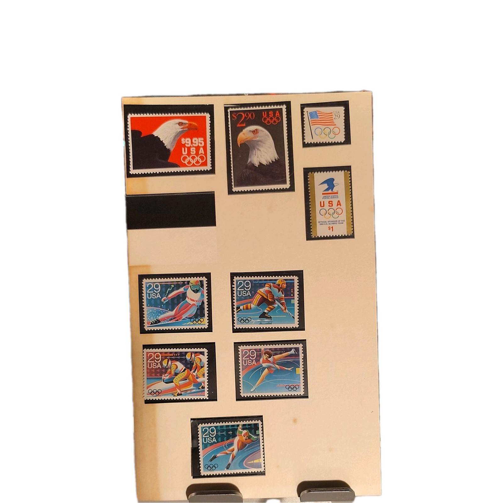 USA Olympic Winter Sports Postal Stamps Collection Skiing Hockey Multi-Color