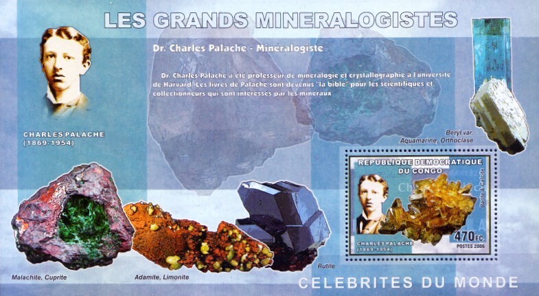 Congo 2006 MNH MS, Minerals, Charles Palache, Mineralogist & crystallographer