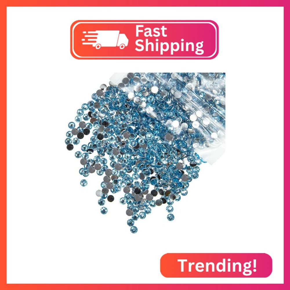 qiipii 10000PCS 2mm Crystal Light Blue Resin Rhinestones for Crafting Flatback S