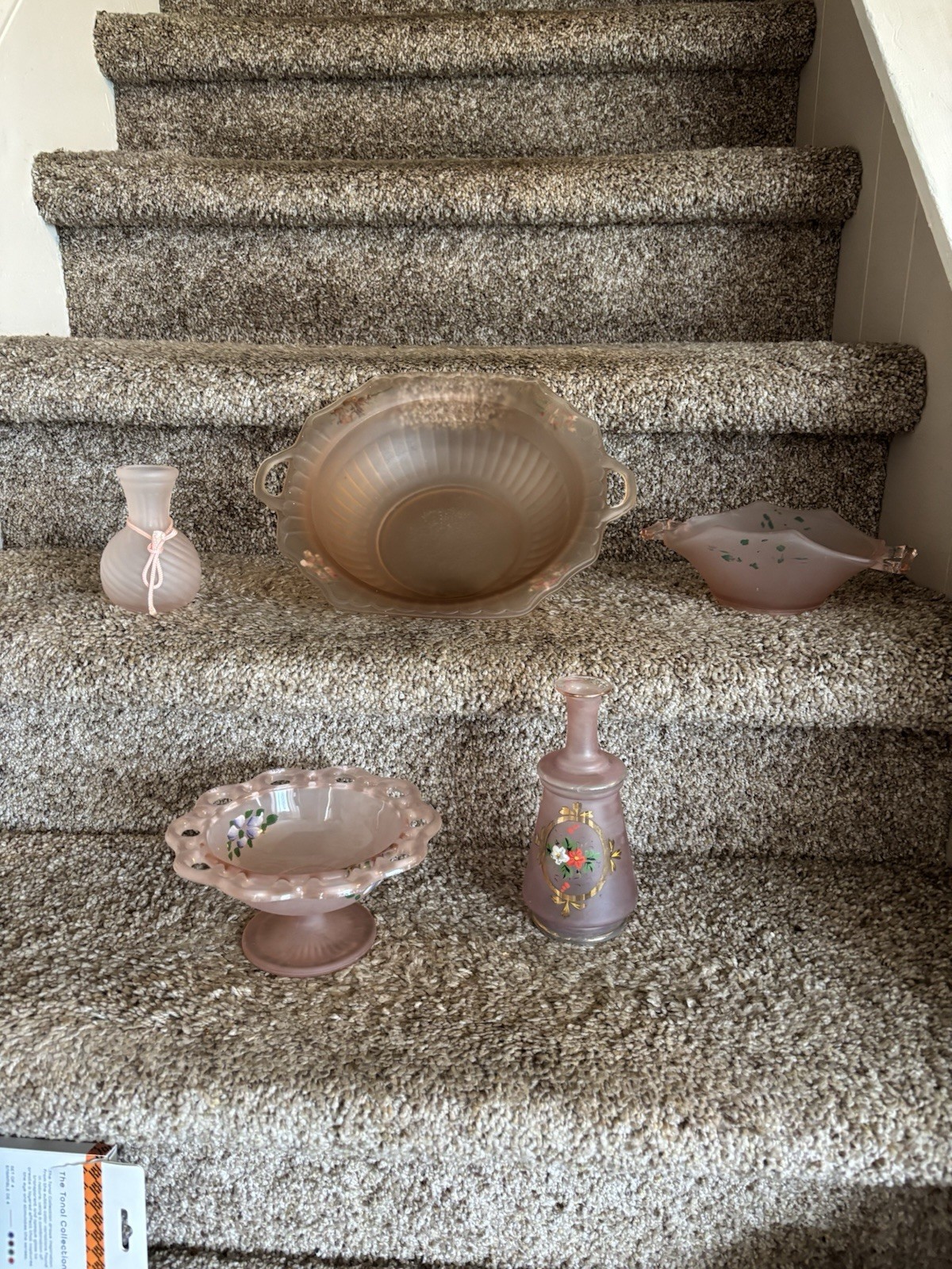 Vintage Pink Glassware Set Of 5