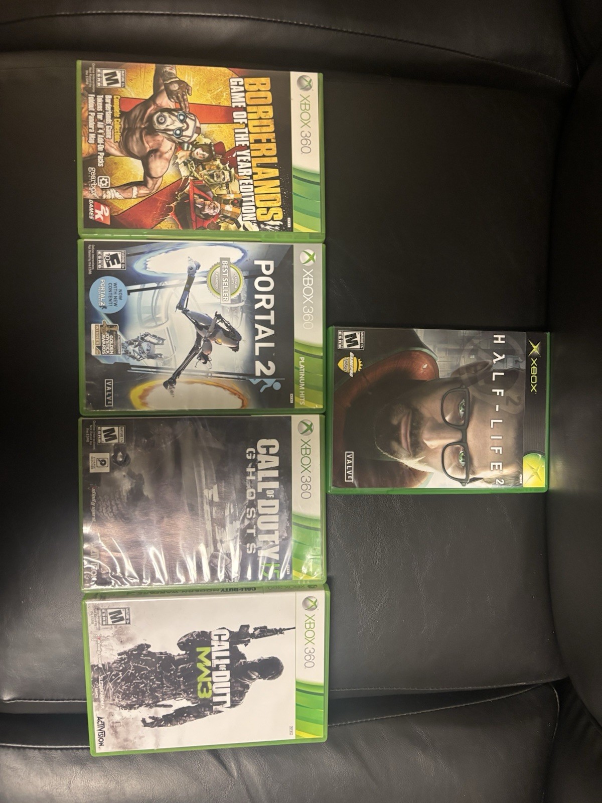 Xbox 360 Game Lot: Borderlands GOTY Edition, Portal 2, Half-Life 2, Call of Duty