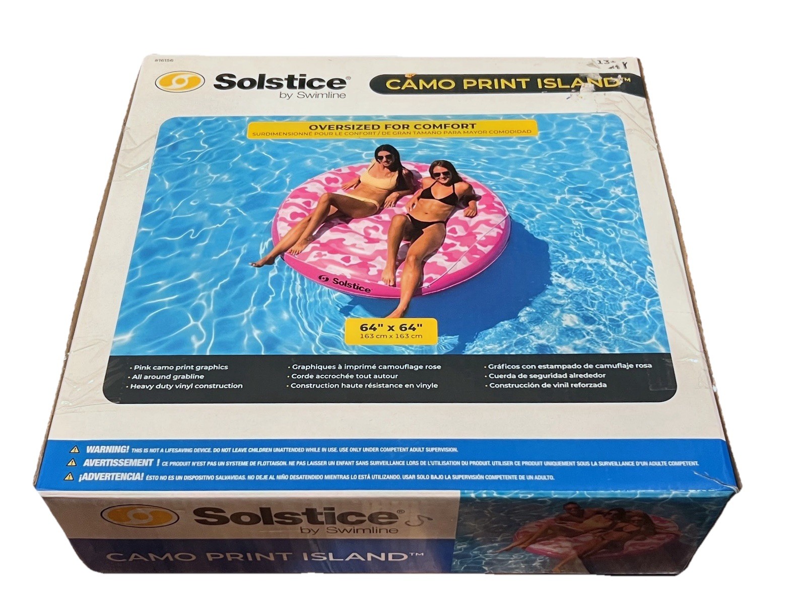 Solstice Camo Print Island 64" Pink Camouflage Pool Float 2-Person