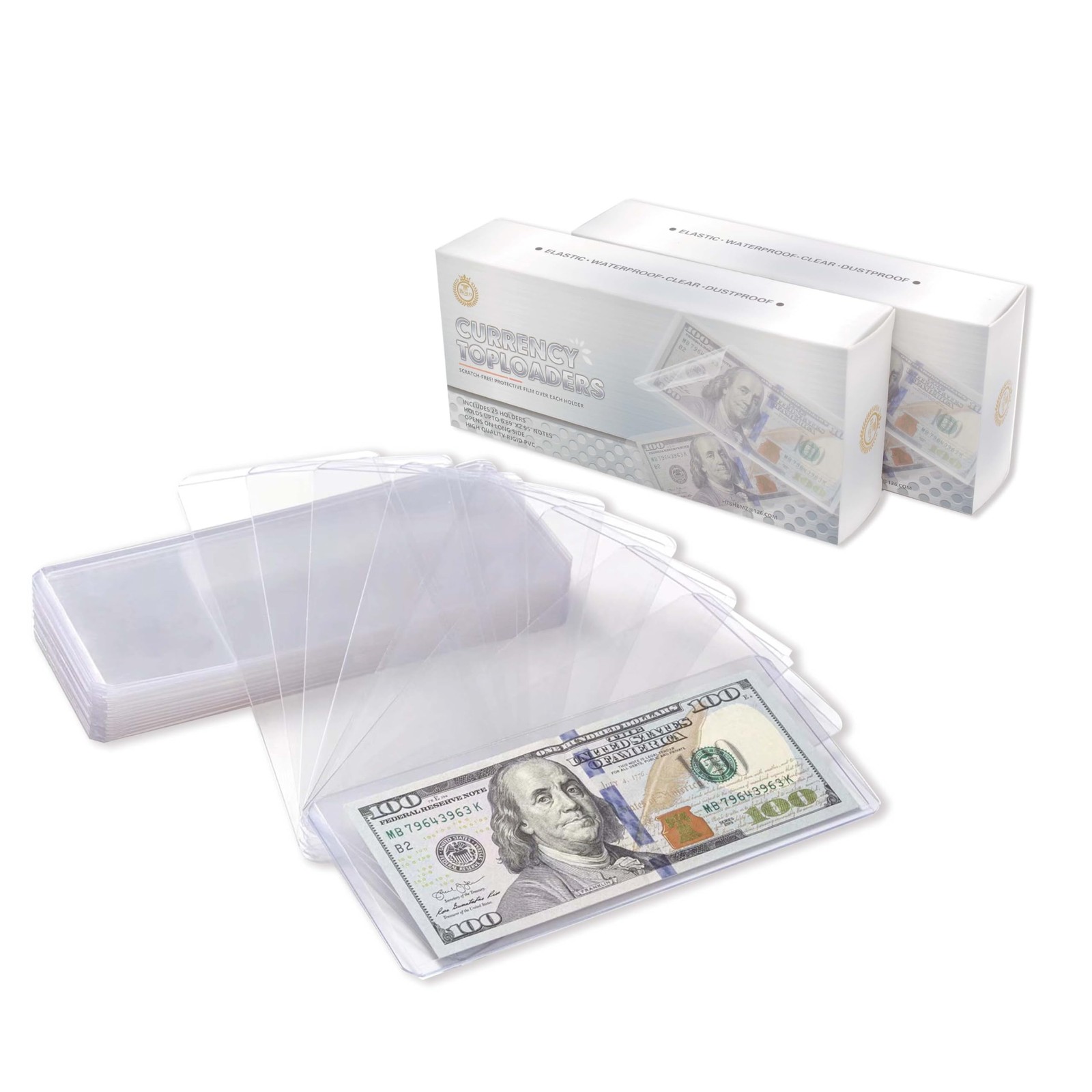 Boen 50 Pack Dollar Bill Sleeves, 6.9" x 3" Holder & Money... 