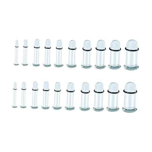 20 Pcs Glass Ear Gauges Stretching Kit,14G-2G Comfy Dead Stretching Body 