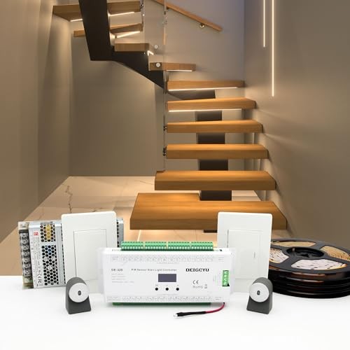 Motion-Activated LED Stair Lighting Kit DE-320, 42" 20 Steps Warm White 3000K