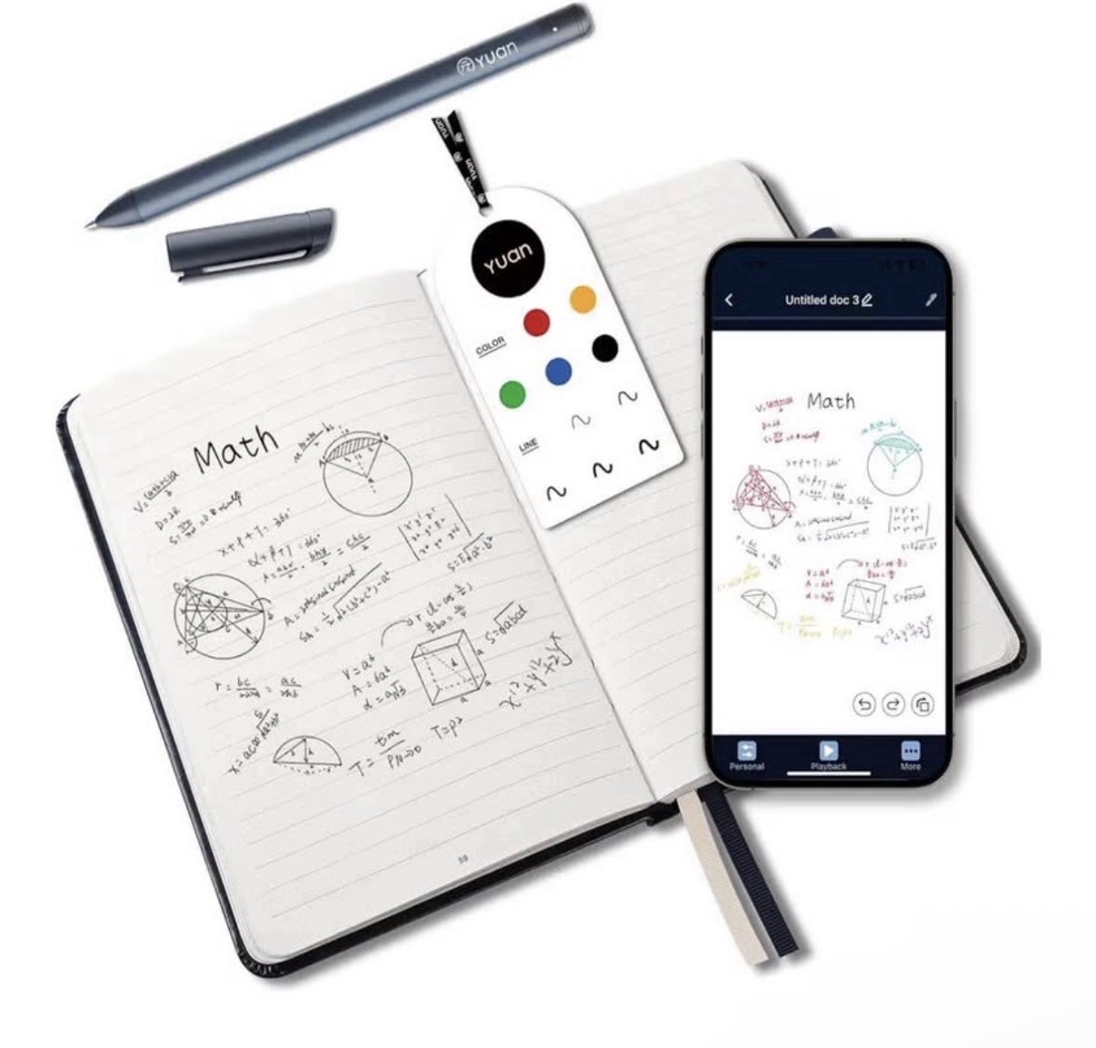 Yuan Smart Notebook with Smart Pen, App Integration, Lined & Blank, Blue Cover