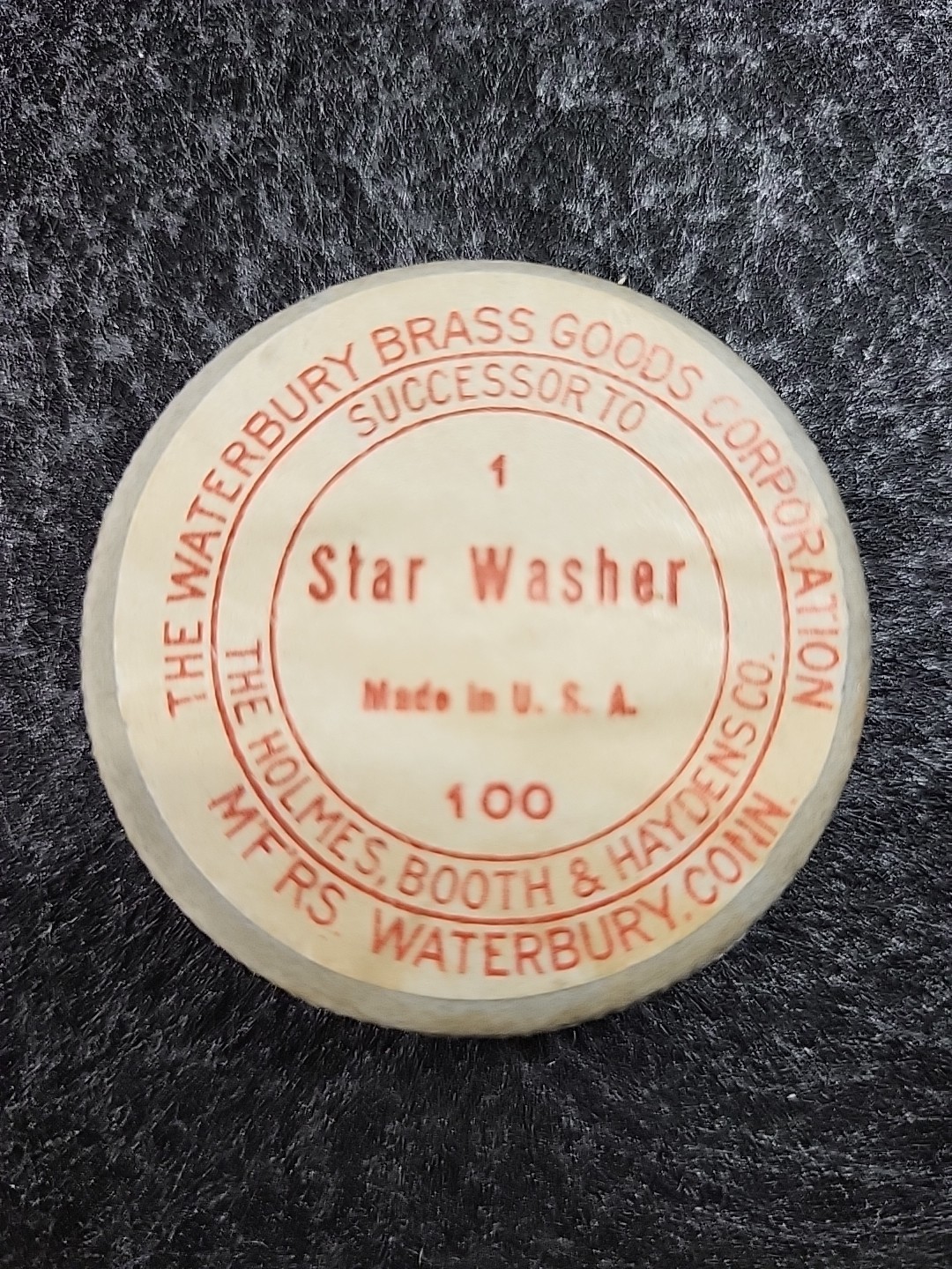 Antique Waterbury Brass Goods Corp Star Washers - Holmes Booth Haydens Box -80ct
