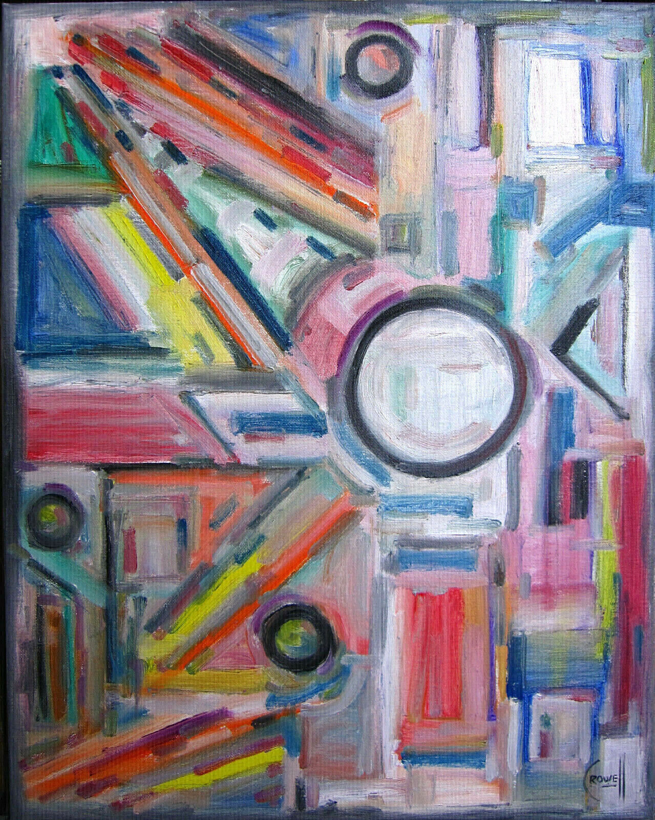 NIGHT IN NEW YORK 16x20 canvas oil painting abstract original signed Crowell