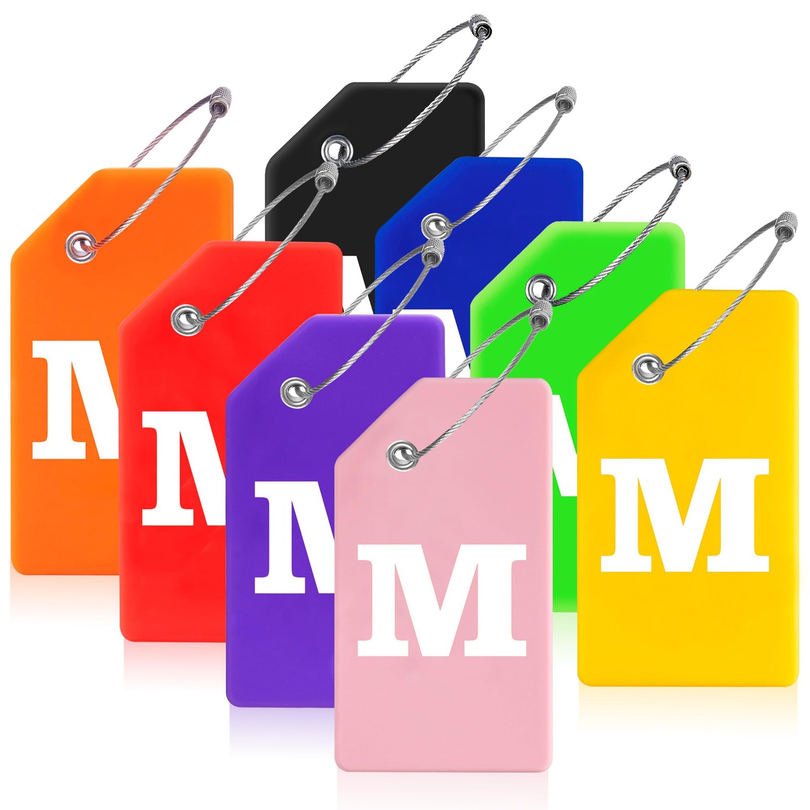 Gostwo 8 Pack Luggage Tags for Suitcases, 26 Initial Letter M, Colorful 