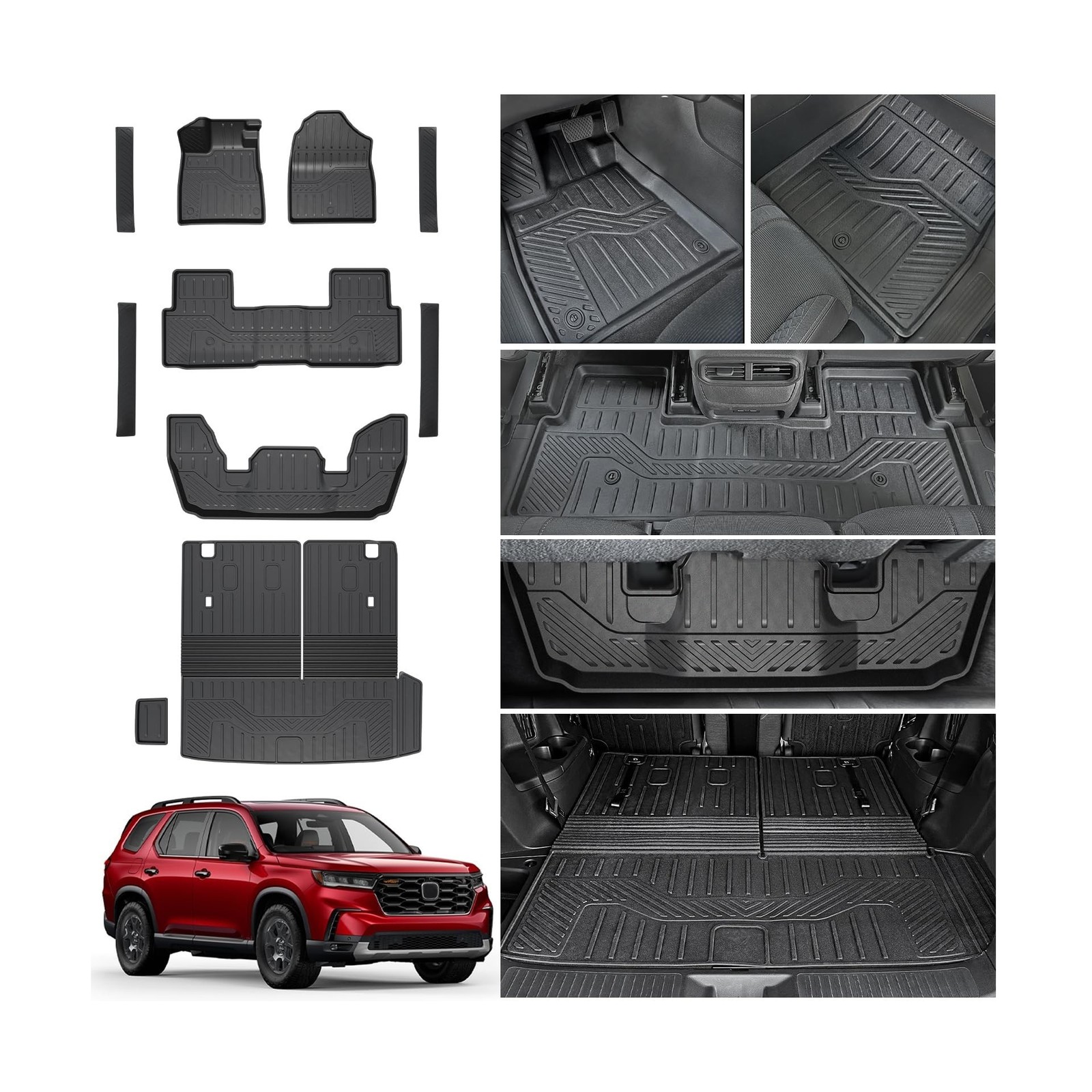 Floor Mats for 2023-2025 2026 Honda Pilot, Cargo Mat with Backrest Mat All We...